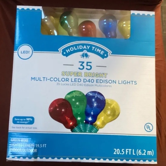 Holiday Time 35 Super Bright Multi-Color LED D40 Edison Lights New - Picture 1 of 4